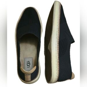 UGG Women's Sammy Black  Knit Slip-On Loafers with Tan Accents